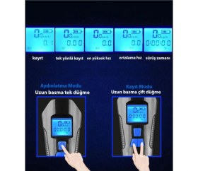 Resim Duhalıne Bisiklet LCD Hız Gösterge Km Ekranı Su Geçirmez Şarjlı LED Işık 4 Mod Işık Korna 6 Mod Ses 3 In 1 