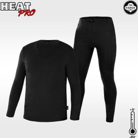 Resim Termal İçlik Takım - HeatPro - Siyah - Pamuklu - Argeus - XXL 