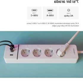 Resim Hakay Akıllı Çoklu Priz - 7in1 Wi-Fi Uyumluluğu ile 