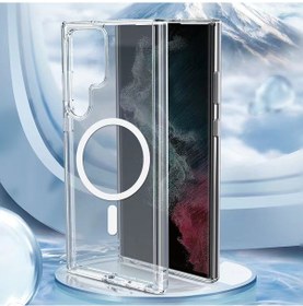 Resim Vendas Samsung S23 Ultra Uyumlu Embos Serisi Magsafe Şarj Özellikli Şeffaf Sert Pc Kılıf 