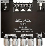 Resim Fastbuy Zk-mt21 2x50w + 100w Bluetooth 5.0 2.1 Kanal Amfi Modülü, Yüksek Güçlü Ses Sistemi 
