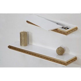 Resim Decorotti Parlak Beyaz Gizli Bölmeli Duvar Rafı Cirino A1-3 