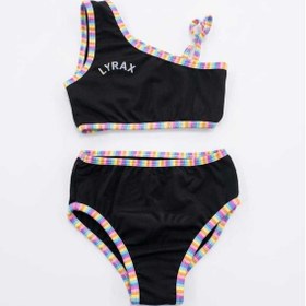 Resim Beniizle Lyrax Baskılı Kız Çocuk Bikini Takımı Siyah 