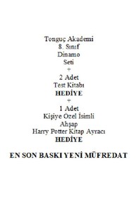 Resim Tonguç Akademi 8. Sınıf Dinamo Seti En Son Baskı Yeni + 2 Adet Test Kitabı Hediye + Kişiye Özel Ahşap Harry Potter Kitap Ayracı Hediye 