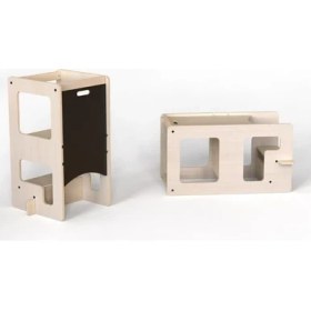 Resim Hype Store Mamatoyz Flip 3'ü 1 Arada Ahşap Öğrenme Kulesi, Yazı Tahtası ve Aktivite Masası Terracotta, Doğal Ahşap Malzeme 