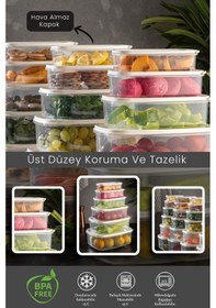 Resim Meleni Home Sweet Box Saklama Kabı Seti Dikdörtgen Kavanoz Bej 24'lü 4x 300-500-850-1350-2000-3150ML Şeffaf 