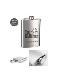 Resim Kişiye Özel God Father 9 Oz Çelik Cep Matarası 266 Ml İçecek Cep Matarası Babaya Hediye Metalik 