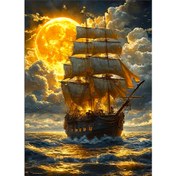 Resim 1parça 29.97 x 39.88 cm Elmas Boyama Seti, Heybetli Bir Gün Batımı ve Fırtınalı Denizlerle Bir Yelkenli Tekneyi Öne Çıkaran, Yuvarlak Akrilik Tam Boncuklu Resim, 5D El Yapımı, Yeni Yıl Hediyesi, Duvar Sanatı Dekorasyonu, Elmas Boyama Aksesuarları 