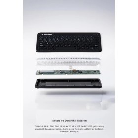 Resim Torima Tmk-08 Siyah Kablosuz Bluetooth Klavye Mouse Seti 