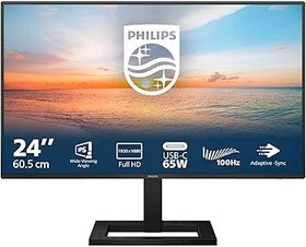Resim PHILIPS 24E1N1300AE 24 inç Full HD monitör, hoparlör, yüksekliği ayarlanabilir (1920 x 1080, 120 Hz, HDMI, USB-C (65 W PD), USB hub) siyah 