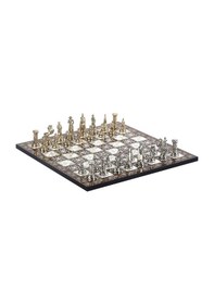 Resim Orta Boy Metal İngiliz Satranç Takımı Parlak Ve Sedef Desenli Mdf 