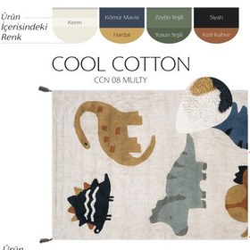 Resim Cool Halı Cool Cotton Krem Bebek Halısı Yıkanabilir Kaymaz Taban Yumuşak Dokulu Dinazor Çocuk Halısı Krem 