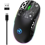 Resim Rogfer Hxsj T90 Rgb Işık Üç Modlu Kablosuz Oyun Faresi Siyah Diğer - Black Diğer 