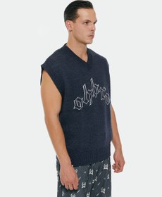 Resim Triko Mavi Oversize Süveter - L-XL 