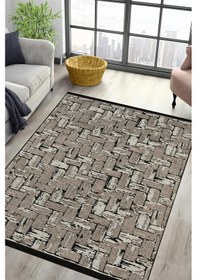 Resim Kaymaz Taban Yıkanabilir Oturma Odası Salon Çocuk Odası Mutfak Chenille Kilim 282 Bej 