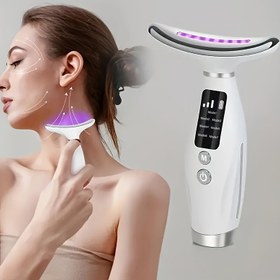 Resim Yüz ve Boyun Masaj Aleti - 7 Modlu Şarj Edilebilir USB Yüz Cihazı, LED Göstergeli | Kadınlar İçin İdeal Hediye, Modern Estetik | Anneler Günü için USB Şarjlı Anne Hediyesi 