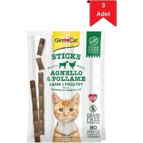 Resim Gimcat Sticks Kuzulu Ve Tavuklu Kedi Ödül Çubuğu 20 Gr X 3 Adet 