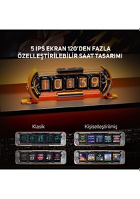 Resim Divoom Times Gate 5 Ekranlı Rgb Işıklı Akıllı Dijital Saat, Dekor Resim Çerçevesi, Sarı 