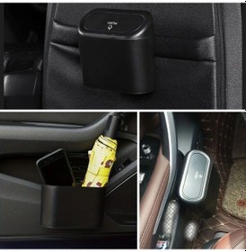 Resim Araç İçi Takılarak Sabitlenebilen Mini Kapaklı Çöp Kovası Siyah 