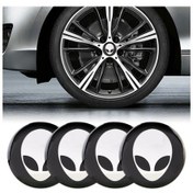 Resim Sones 4 Parça Araba-şekillendirici Uzaylı Desen Metal Tekerlek Göbeği Dekoratif Çıkartma, Çap: 5.8cm 