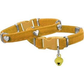 Resim Kadife Kedi Boyun Tasması Kalpli 20-32 Cm Sarı - Elm-300466 