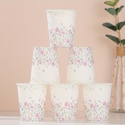 Resim 10/25 adet, 9oz Beyaz Çiçek Kağıdı Kupa, Beyaz Arka Plan Çiçek Parti Kupa Misafir Tek Kullanımlık Kağıt Kupa Renkli Bahçe İlkbahar Yaz Çiçekleri ve Çiçekler Düğün Doğum Günü Tatil Dekorasyon Parti Malzemeleri Parti Kağıt Kupa 