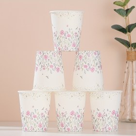 Resim 10/25 adet, 9oz Beyaz Çiçek Kağıdı Kupa, Beyaz Arka Plan Çiçek Parti Kupa Misafir Tek Kullanımlık Kağıt Kupa Renkli Bahçe İlkbahar Yaz Çiçekleri ve Çiçekler Düğün Doğum Günü Tatil Dekorasyon Parti Malzemeleri Parti Kağıt Kupa 