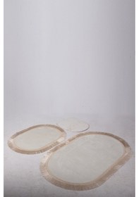 Resim Bonny Home Pera Krem 3'lü Banyo Paspası Seti Kaymaz Tabanlı Krem 