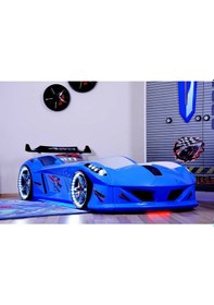 Resim Setaymobilya Arabalı Yatak **Jaguar Arabalı Yatak Mavi ** Full Ledli 