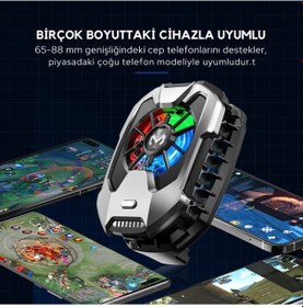Resim Polham Rgb Işıklı Turbo Telefon Soğutucu 6000 Rpm Turbo Fan, Fırtına Tip Soğutma, Telefon Soğutucu 