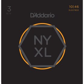 Resim D'Addario NYXL1046-3P NYXL Nickel Elektro Gitar Teli - Regular Light (10-46) (3'lü Paket) 