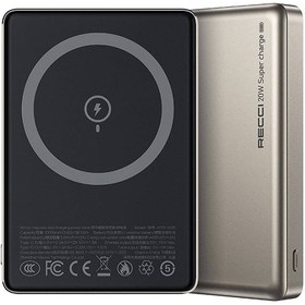 Resim Recci RPB-W26 Armor Serisi Ultra İnce PD 20W Hızlı Şarj Özellikli Wireless Powerbank 15W 10000mAh - Gri 
