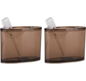 Resim 2 Adet Diş Fırçalık Oval Kahverengi Akrilik 13x5x10cm Banyo Seti Çok Renkli 
