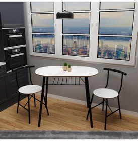 Resim Masa Sandalye Takımı 2 kişilik Mutfak Masa Seti Beyaz 1102 