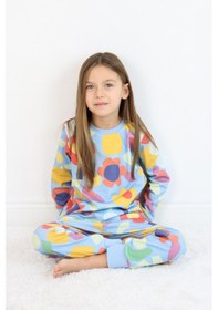 Resim Kız Pijama Takımı Mavi 