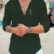 Resim Erkek Casual V Yaka T-Shirt - Hafif Gri, Kısa Kollu, Esnek Olmayan Kumaş, Yaz Stili, Normal Beden, Düz Renk, Plaj veya Casual Kıyafet için İdeal, Plaj Kıyafeti | V Yaka Tshirt | Esnek Olmayan Kumaş 