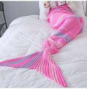 Resim Ofis Kanepesi İçin 1 Adet Çizgili Denizkızı Battaniyesi, Oturma Odası İçin Yenilikçi Battaniye, Yeni Yıl Hediyesi Açık Mavi 