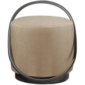 Resim Loop Serisi Puf, Metal Halkalı Puf, Makyaj Oturağı ,puf Bench Montajsız Oturak Siyah Metal Ayaklı Cappuccino 