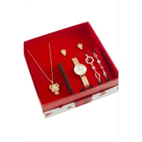 Resim Metal Bayan Kol Saati ve Takı Seti Kombini 