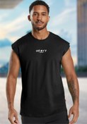Resim BESSA Erkek Strong Baskılı Siyah Oversize Bisiklet Yaka Pamuklu Kolsuz Spor T-shirt/atlet 
