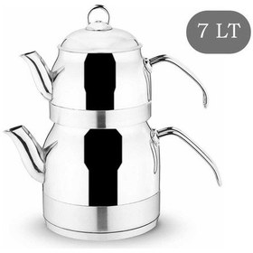 Resim Lines Ayperi Paslanmaz Çelik Çaydanlık Takımı Metal Kulp 7 Lt Gümüş 