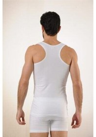 Resim Hmd 700 3'lü Likralı Sporcu Erkek Atlet T-shirt - Beyaz Beyaz 