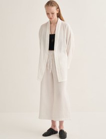 Resim Kadın Müslin Kimono Takım Ekru - L-XL 