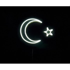 Resim Ay Yıldız Neon Ledli Duvar Aydınlatması Siyah 