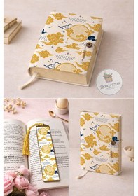Resim Kitap Kılıfı Ve Metal Kitap Ayracı Seti Japon Bulutlar 