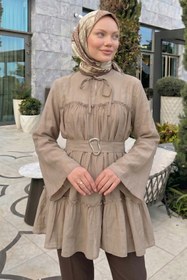 Resim Salih Çelebi Toka Kemerli Tunik Y0135 - BEJ 