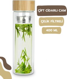 Resim ALLMUG Çift Cidarlı Cam Su Matarası 400 ml 
