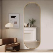 Resim Model Alfa Dekoratif Ayna Boy Aynası Mdf 180cm X 62 Cm Elips Ayna 180 X 60 Gold 