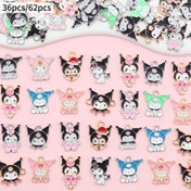 Resim Resmi Lisanslı 36 Adet/62 Adet Rastgele Sanrio for kuromi Kolye Aksesuarları DIY Takı Yapımı İçin - Vibrant Çinko Alaşımlı Şanslar Bilezikler, Kolyeler, Küpeler İçin - Kadınlar İçin El Sanatları Malzemeleri, Takı Yapımı Aksesuarları 