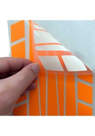 Resim Şerit Tasarımlı Floresan Turuncu Motosiklet Kask Sticker Çınar Extreme 